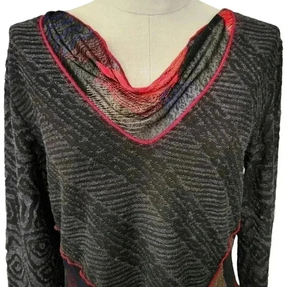 Minkas Stevie Nicks Women L Boho Witchy Sheer Patchwork Blouse - Picture 3 of 12